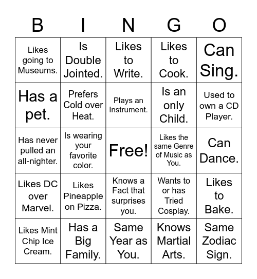 EnM Icebreaker Bingo Card