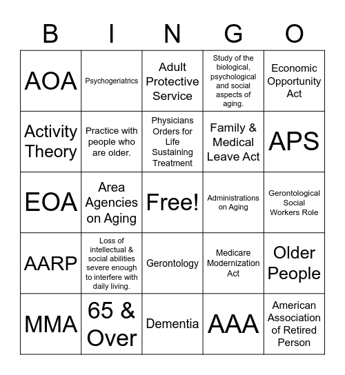 Chapter 8 Bingo Card