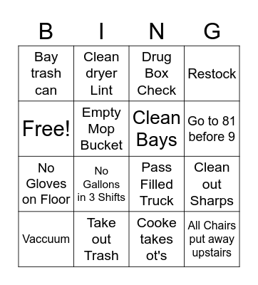 B Shift Bingo Card