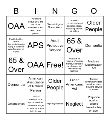 Chapter 8 Bingo Card