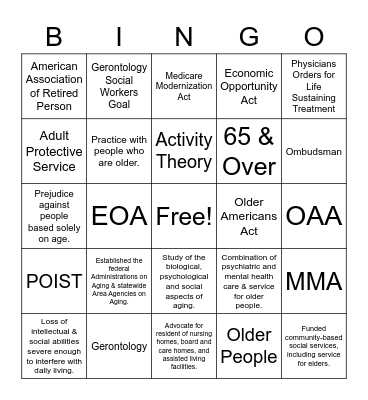 Chapter 8 Bingo Card