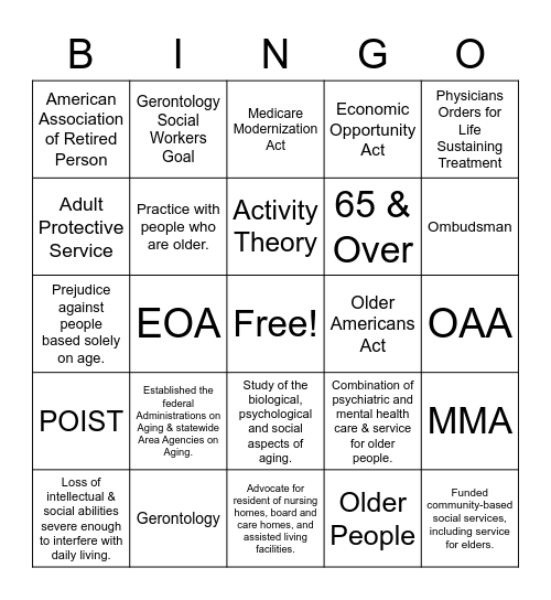 Chapter 8 Bingo Card