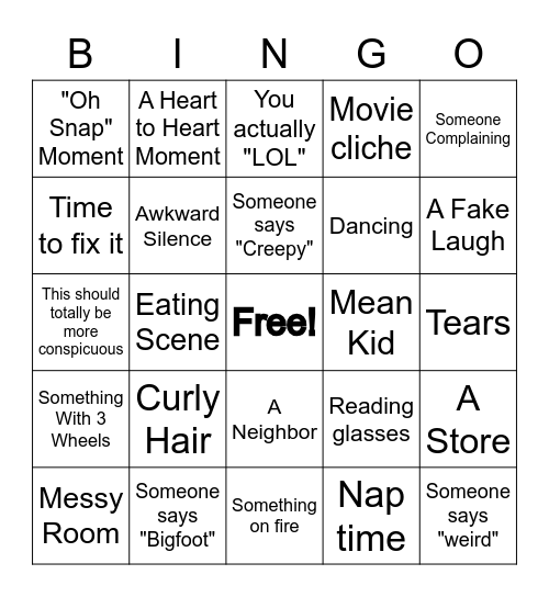 MOVIE Bingo Card