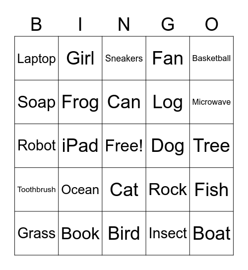 Living/Non-Living Bingo Card