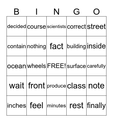 Fry Sight Words 421-440 Bingo Card