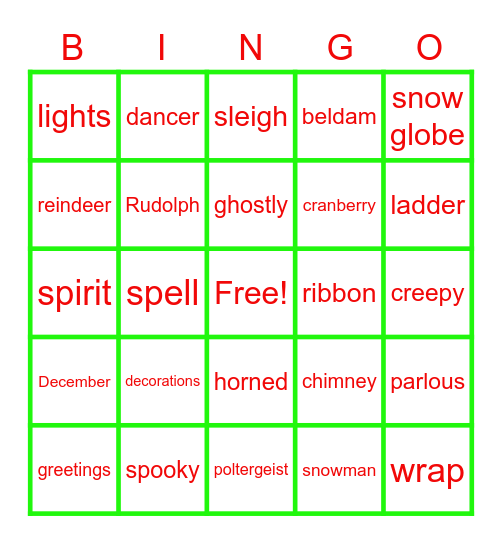 Christmas Bingo Card