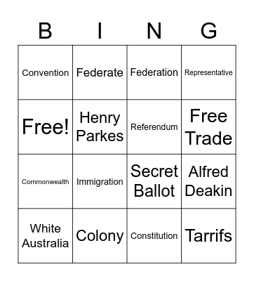 Civics and Citizenship Bingo Card