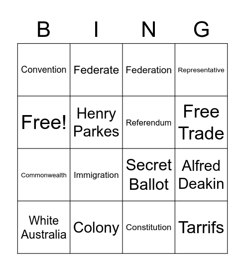 Civics and Citizenship Bingo Card