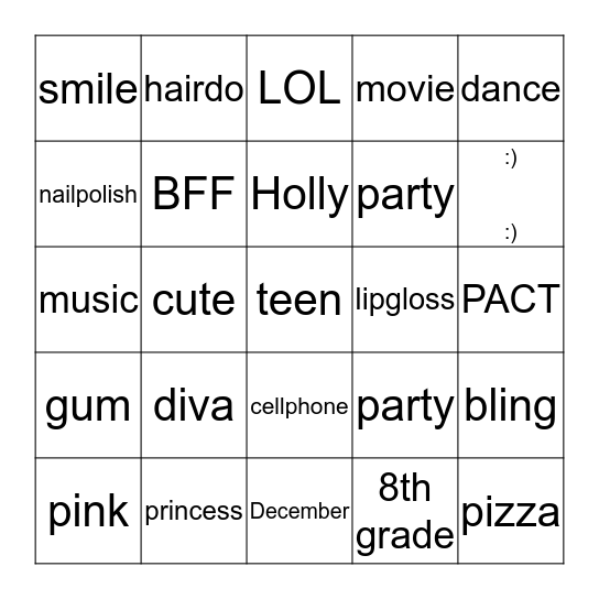 BFF BINGO Card