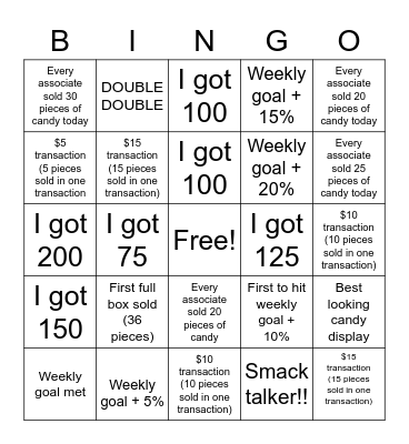 9335 Hershey Challenge Bingo Card