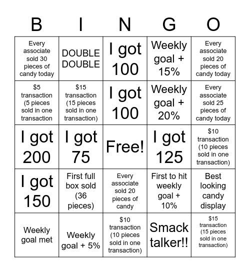 9335 Hershey Challenge Bingo Card