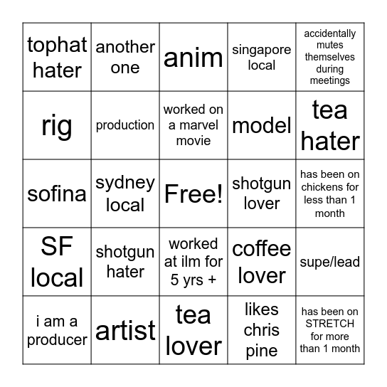 GLOBAL STRETCH PARTY FUN Bingo Card