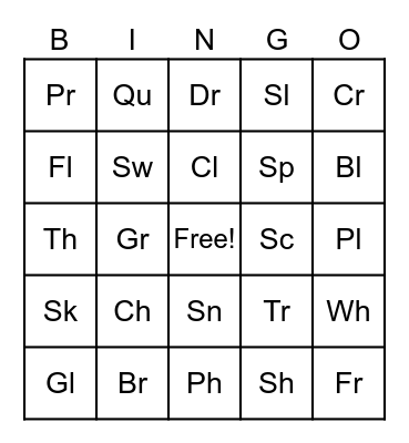 Letter Blend Bingo! Bingo Card