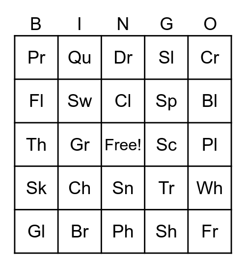 Letter Blend Bingo! Bingo Card