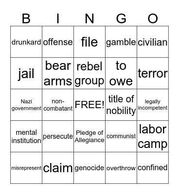 N-400 BINGO Card