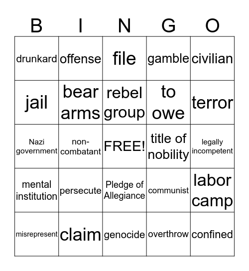 N-400 BINGO Card