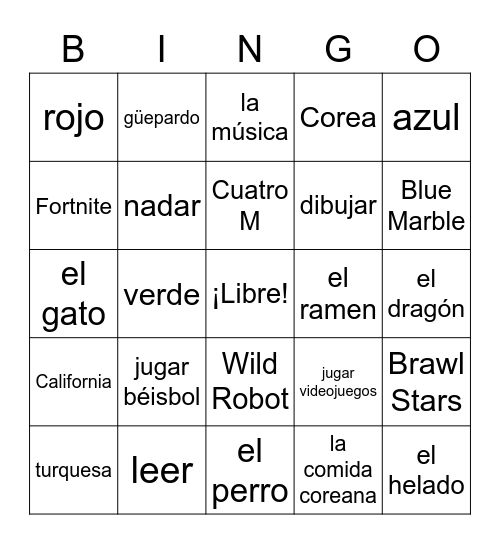 4 McQueen Bingo Card