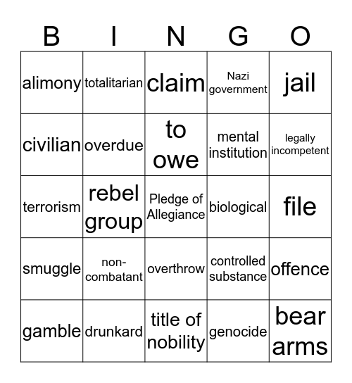 N-400 BINGO Card