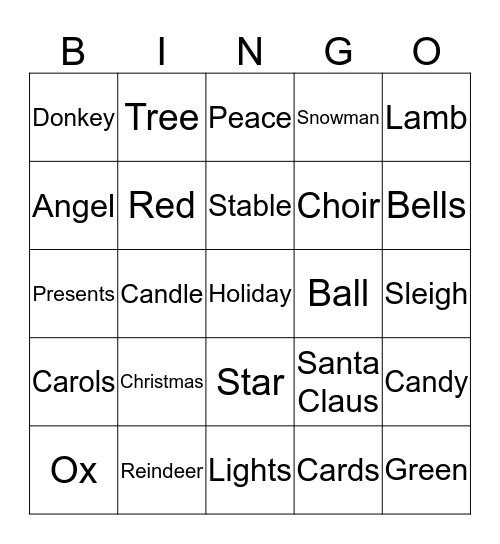 Christmas Bingo Card