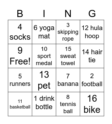sport and rec Bingo Card