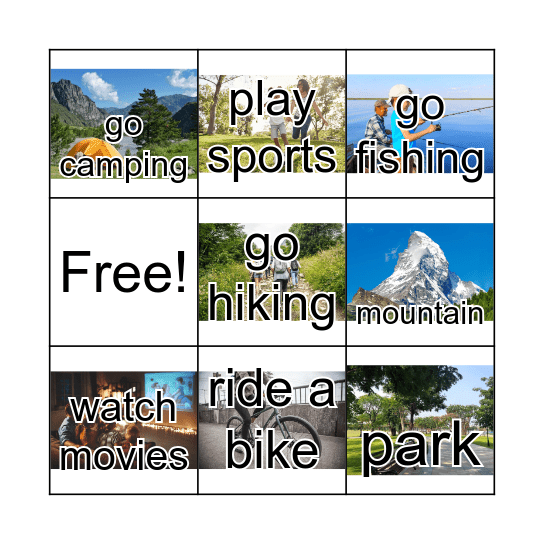 Free Time Bingo Card