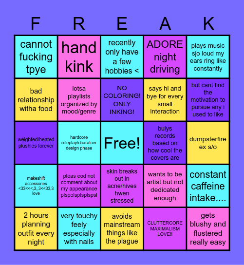 freak bingo Card