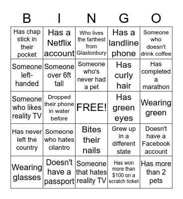 Walgreens Graduate Orientation Bingo Card