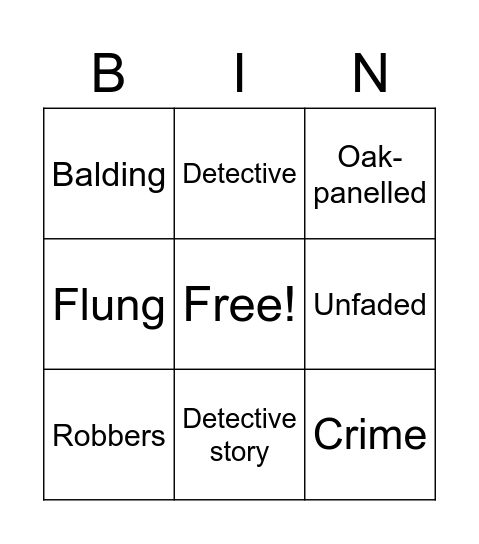 Young Detectives Bingo Card