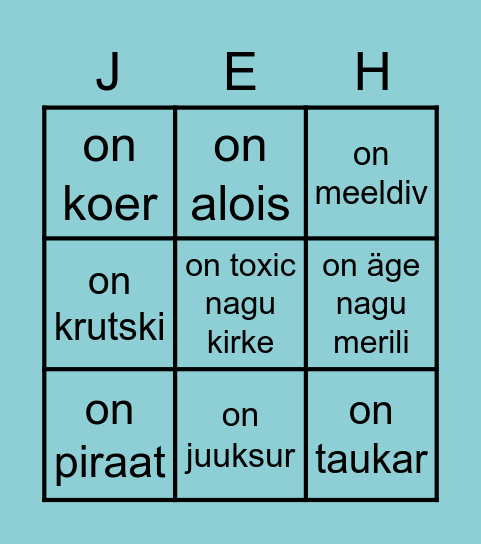 ikumumu & chill Bingo Card