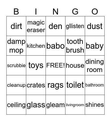Wendi's Cleaning Service Bingo Card