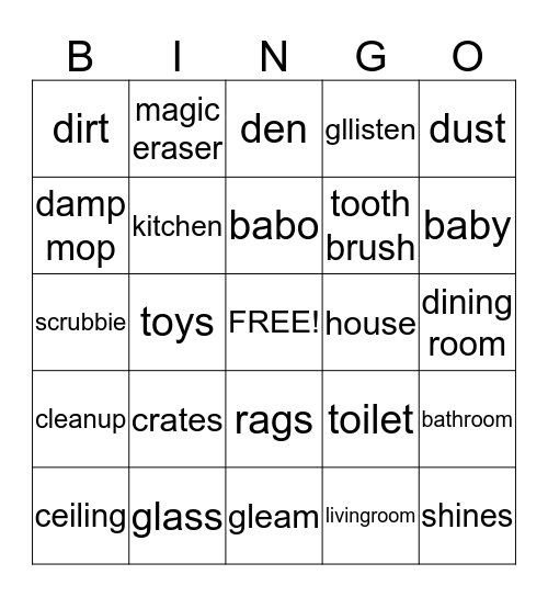 Wendi's Cleaning Service Bingo Card