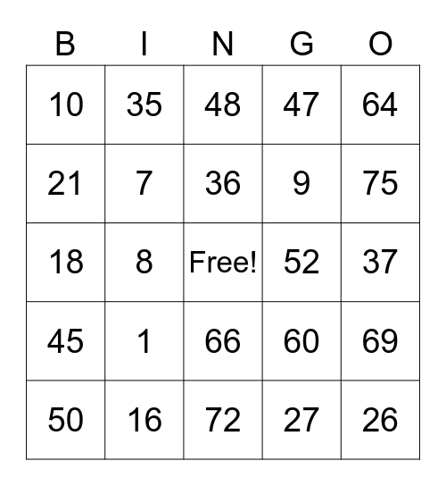 Clarissa Gacute Card 2 Bingo Card