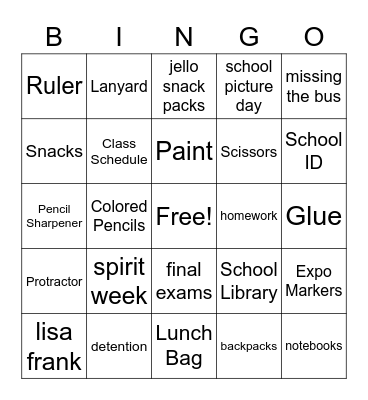 Back to School Time! Bingo Card