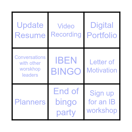IBEN BINGO Card