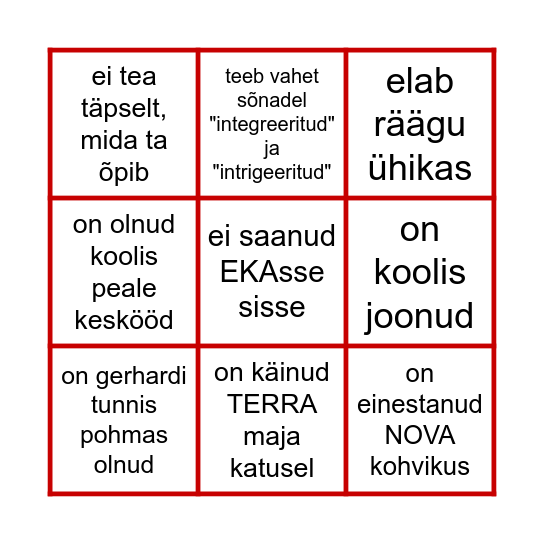 ikumumu & chill Bingo Card