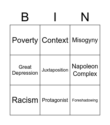 Of Mice and Men Bingo Card