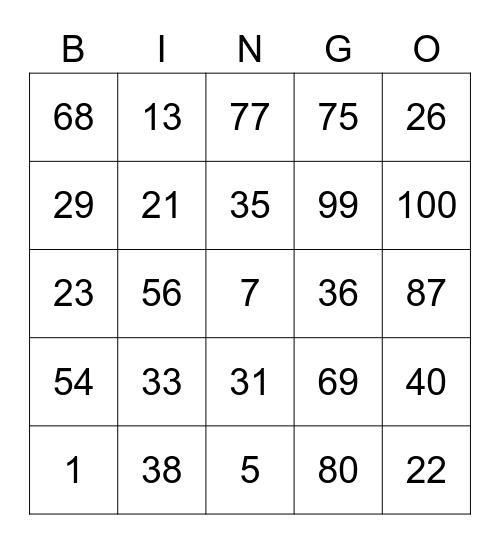 Recent Levels 1 att percantage bingo Card