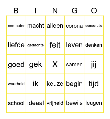 Filosofisch bingo! Bingo Card