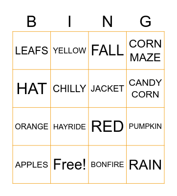 FALL Bingo Card