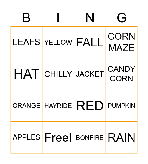 FALL Bingo Card