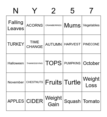 TOPS FALL BINGO 0257 Bingo Card