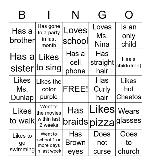 Find  Bingo Card