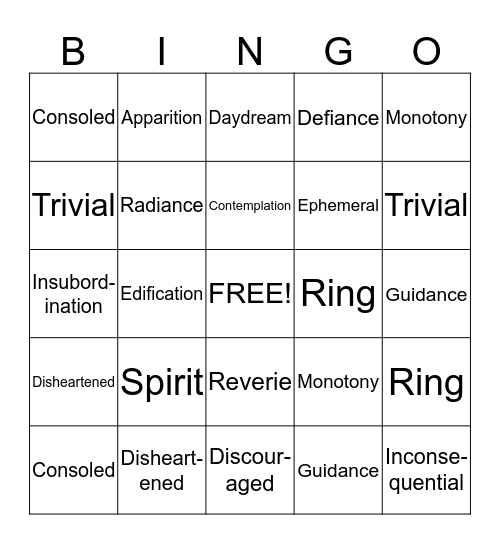 The Little Prince Bingo Card