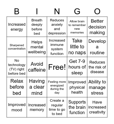 The Need for Sleep! Bingo Card