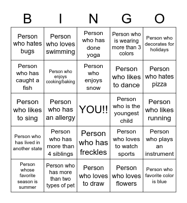 People Bingo Card