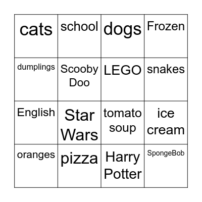 Do you like... Bingo Card