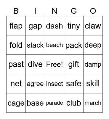 Vocabulary Bingo (2) Bingo Card