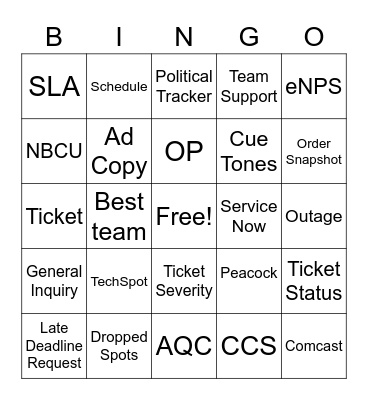 Customer Service Week! Bingo Card