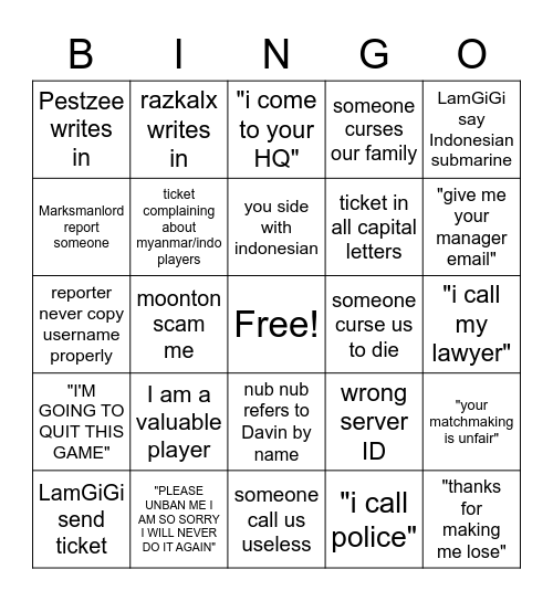 CS Bingo Card