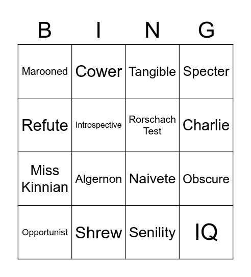 FFA - Vocabulary Bingo Card